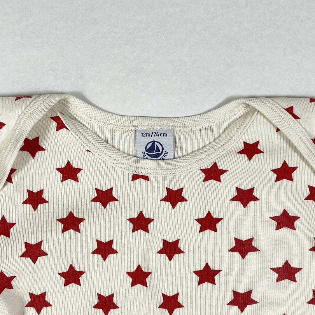 Petit Bateau red star printed long-sleeved onesie 12M/74