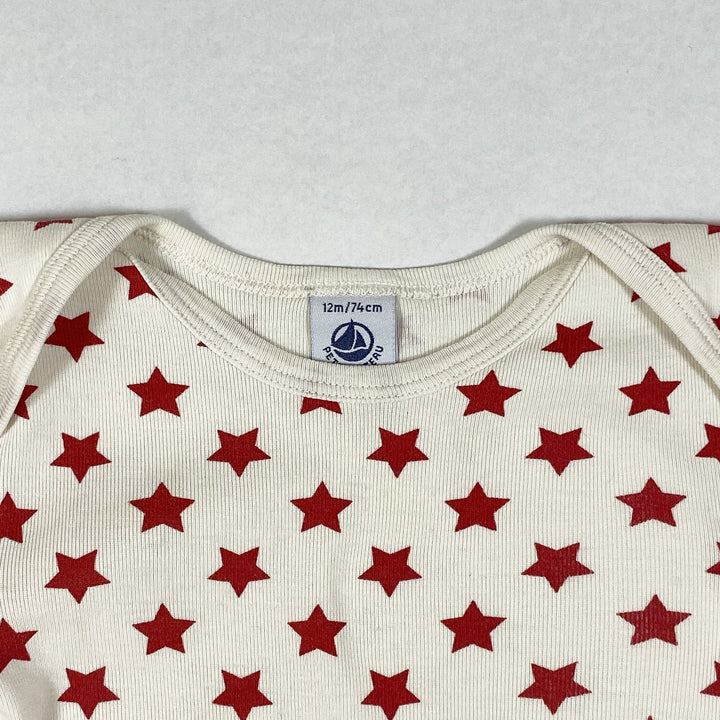 Petit Bateau red star printed long-sleeved onesie 12M/74