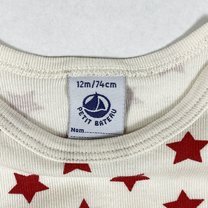 Petit Bateau red star printed long-sleeved onesie 12M/74