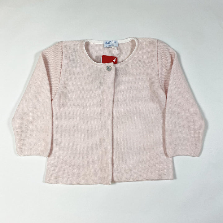 Frilo light pink long-sleeved knit cardigan 80