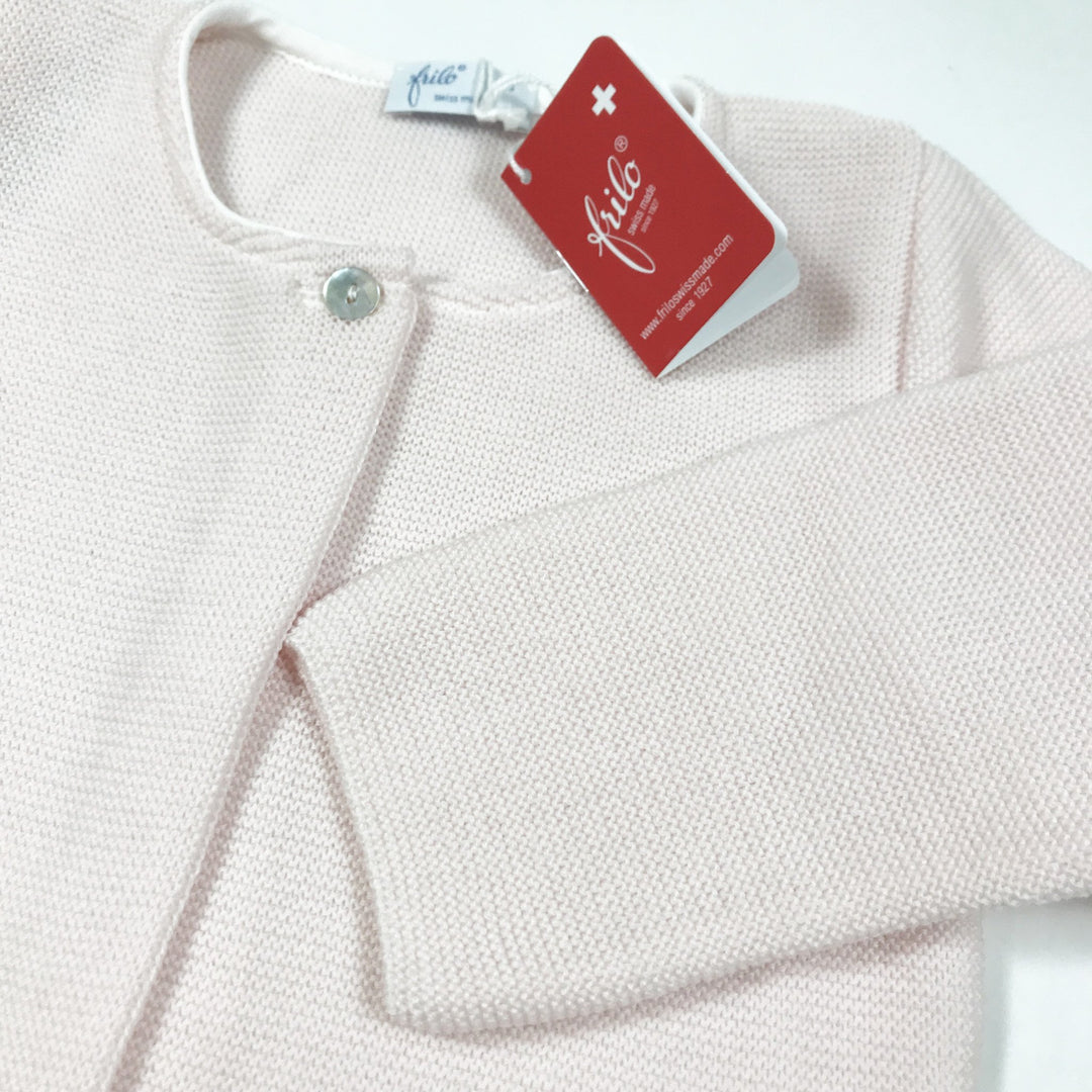 Frilo light pink long-sleeved knit cardigan 80