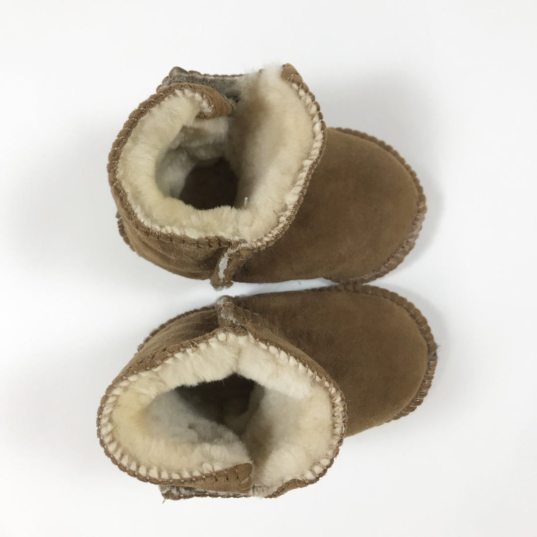 UGGS brown fur-lined pram boots 14cm