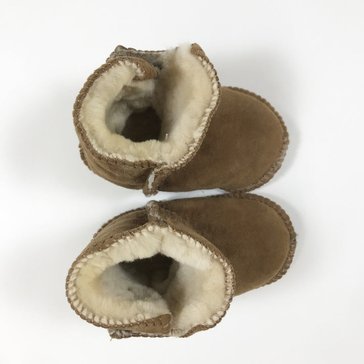 UGGS brown fur-lined pram boots 14cm