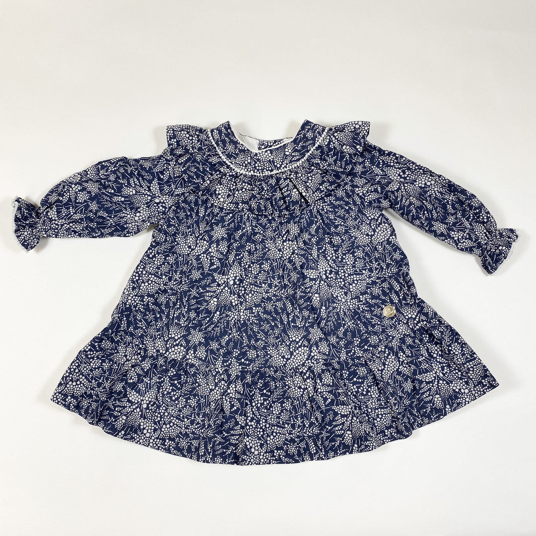 Pili Carrera blaues Sternedruck langärmeliges Kleid mit Kragen und passenden Pumphosen 12M/75-82