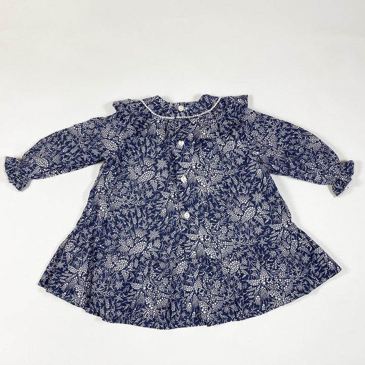 Pili Carrera blue star print long-sleeved collared dress with bloomers 12M/75-82