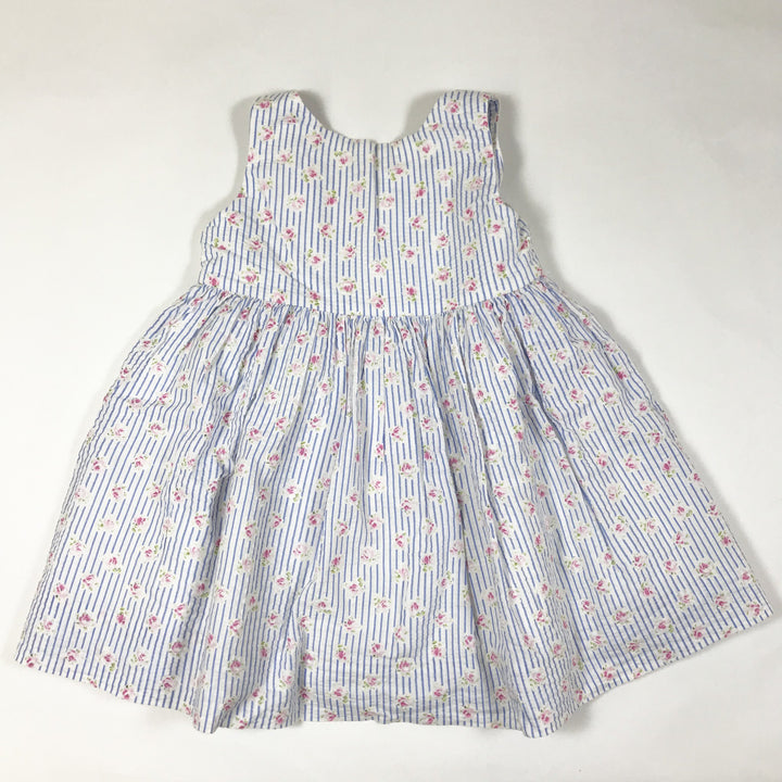 Ralph Lauren seersucker striped rose print sleeveless dress and bloomer set 12M