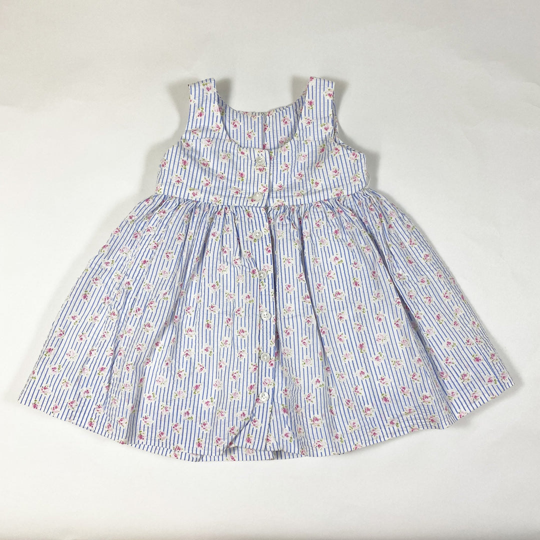 Ralph Lauren seersucker striped rose print sleeveless dress and bloomer set 12M