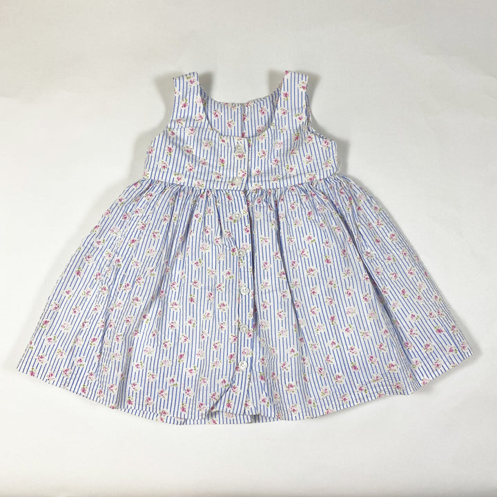 Ralph Lauren seersucker striped rose print sleeveless dress and bloomer set 12M