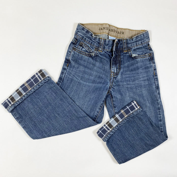 Janie and Jack washed straight denim jeans with checked detail 3Y