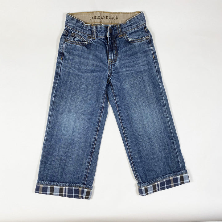 Janie and Jack washed straight denim jeans with checked detail 3Y