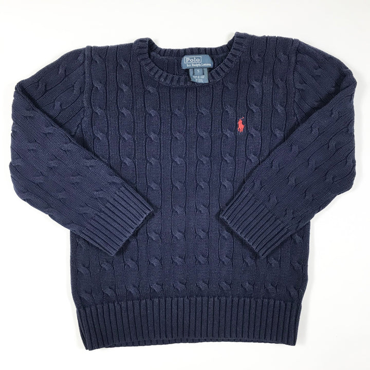 Ralph Lauren navy cable knit long-sleeved pullover 5Y