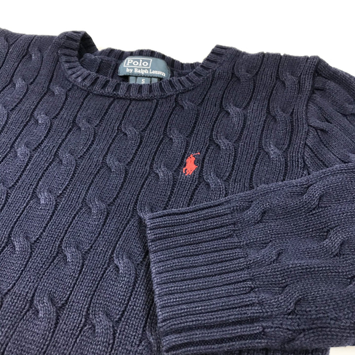 Ralph Lauren navy cable knit long-sleeved pullover 5Y