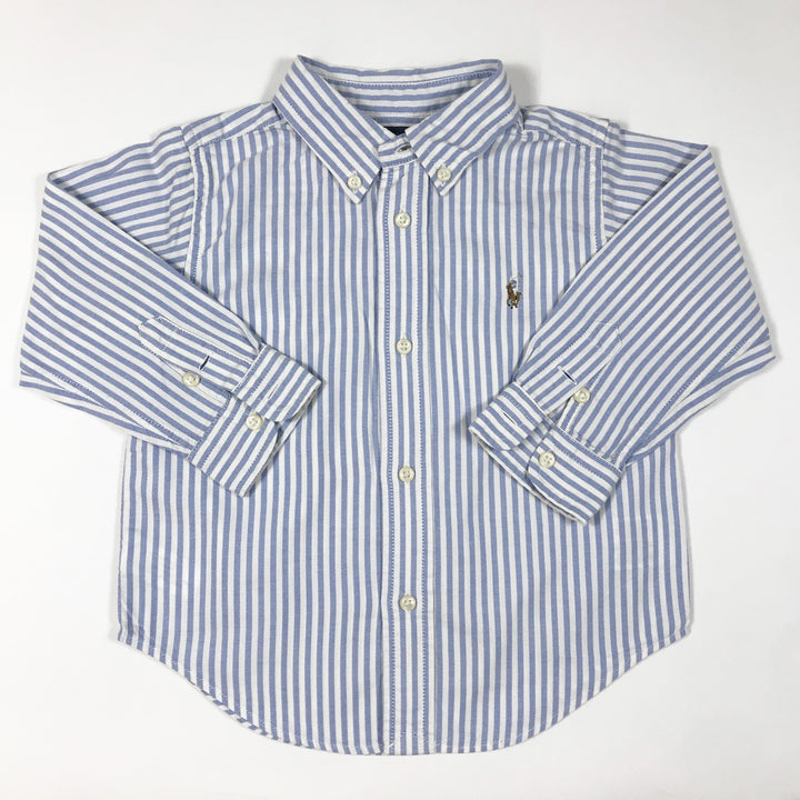 Ralph Lauren blue and white striped long-sleeved button down oxford shirt 24M