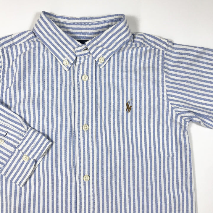 Ralph Lauren blue and white striped long-sleeved button down oxford shirt 24M