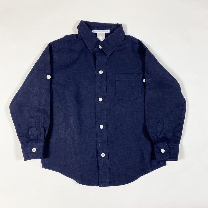 Janie and Jack navy blue long-sleeved linen shirt 2Y