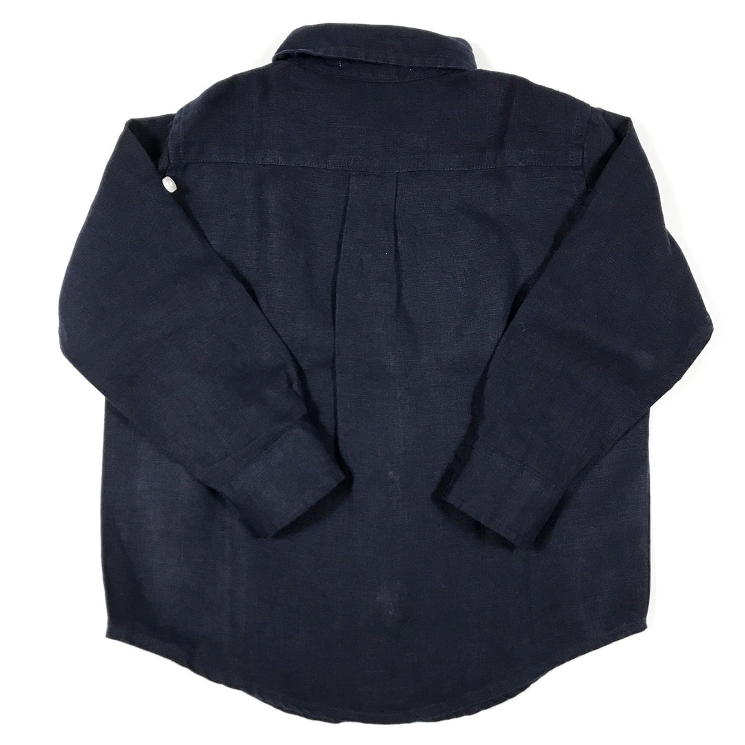 Janie and Jack navy blue long-sleeved linen shirt 2Y