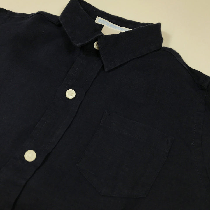 Janie and Jack navy blue long-sleeved linen shirt 2Y