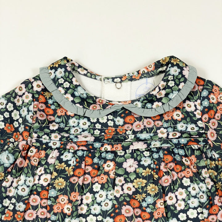 Laranjinha green/orange liberty print long-sleeved dress with built-in body 9M