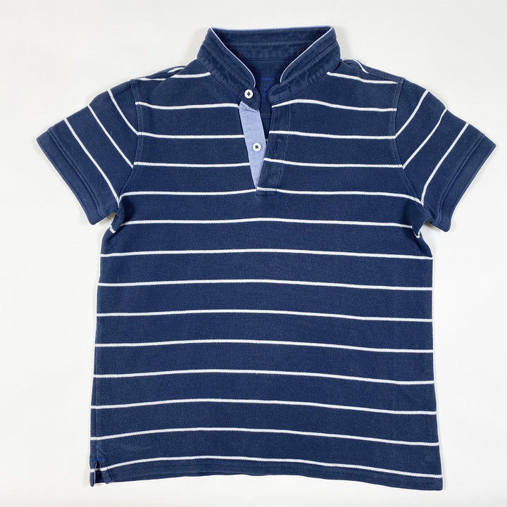 Massimo Dutti blue striped short-sleeved grandpa collar polo shirt 7-8Y/128-134