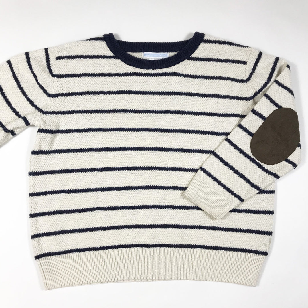 Janie and Jack ecru and blue striped knitted pullover 5Y