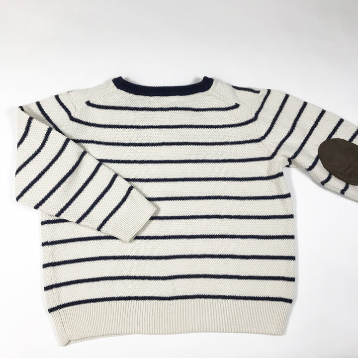 Janie and Jack ecru and blue striped knitted pullover 5Y