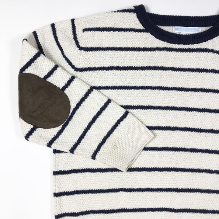 Janie and Jack ecru and blue striped knitted pullover 5Y