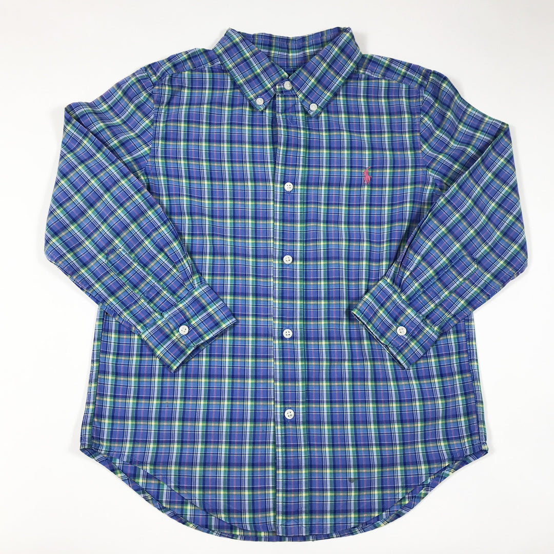 Ralph Lauren blue checked long-sleeved button down shirt 5Y