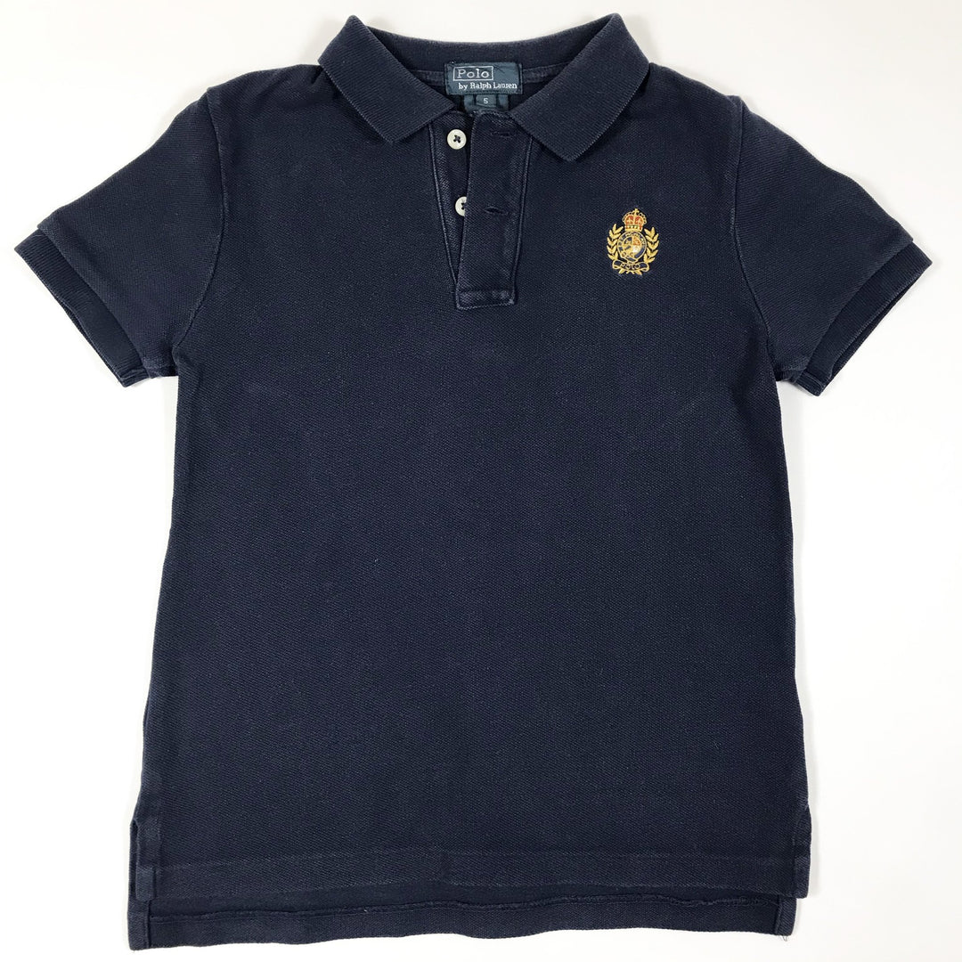Ralph Lauren navy short-sleeved crest polo shirt 5Y