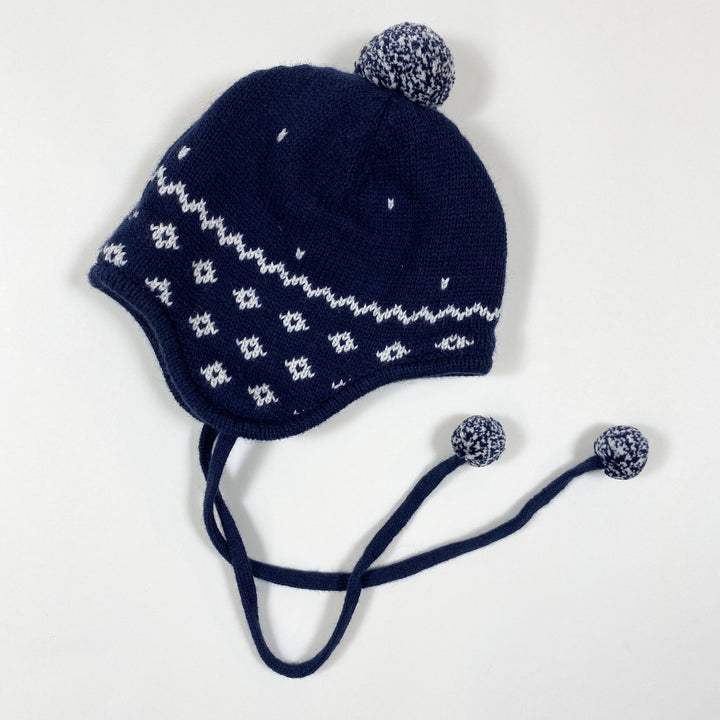 Jacadi blue fleece-lined knitted hat with pompom 41