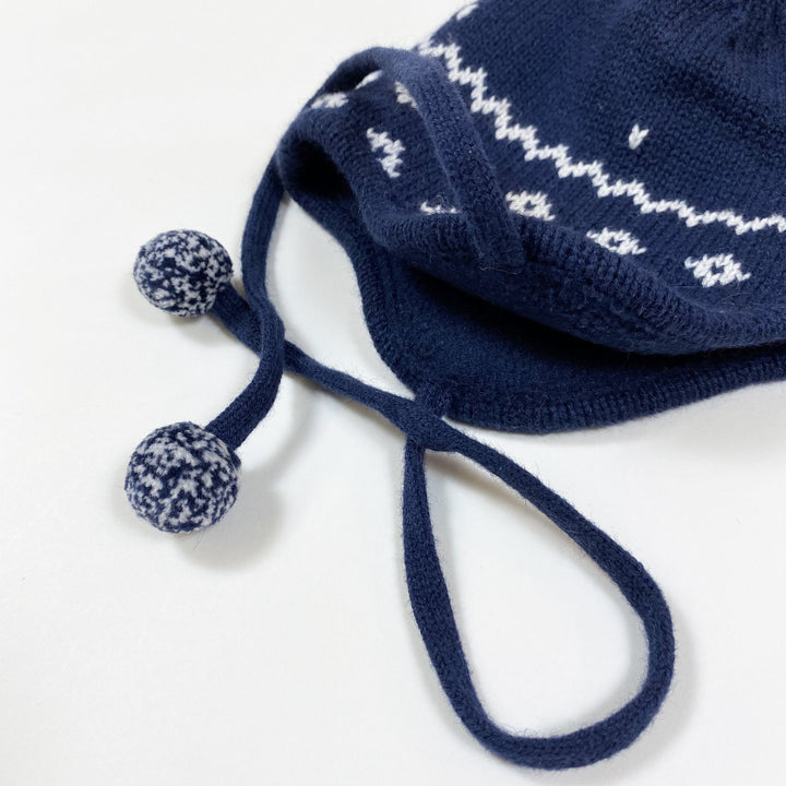 Jacadi blue fleece-lined knitted hat with pompom 41