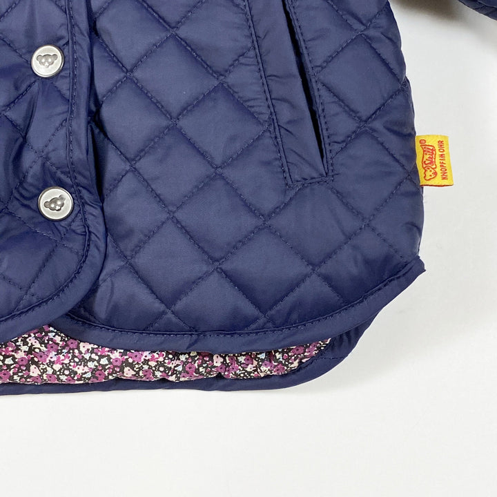 Steiff navy quilted hooded jacket with floral lining 3M/62