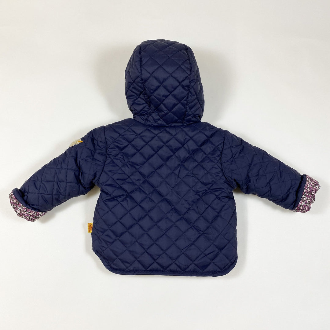 Steiff navy quilted hooded jacket with floral lining 3M/62