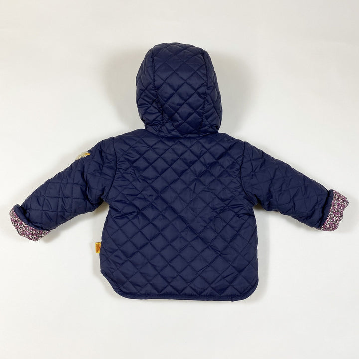 Steiff navy quilted hooded jacket with floral lining 3M/62