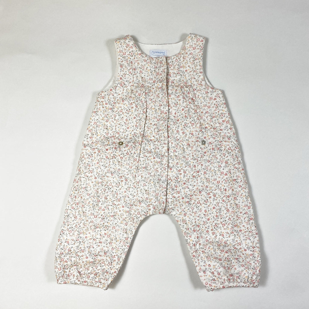 Laranjinha ecru und pfirsichfarbener Jumpsuit mit Blumenmuster 6M