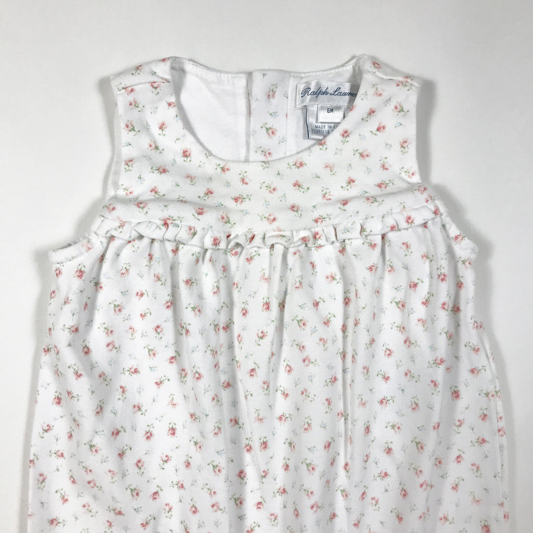 Ralph Lauren white floral print sleeveless jumpsuit with feet 6M