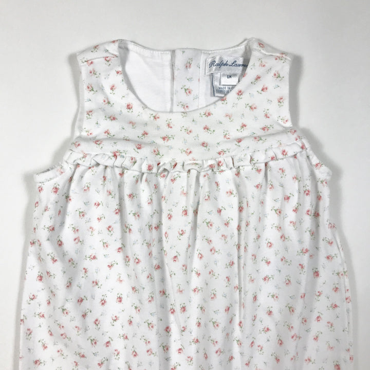 Ralph Lauren white floral print sleeveless jumpsuit with feet 6M