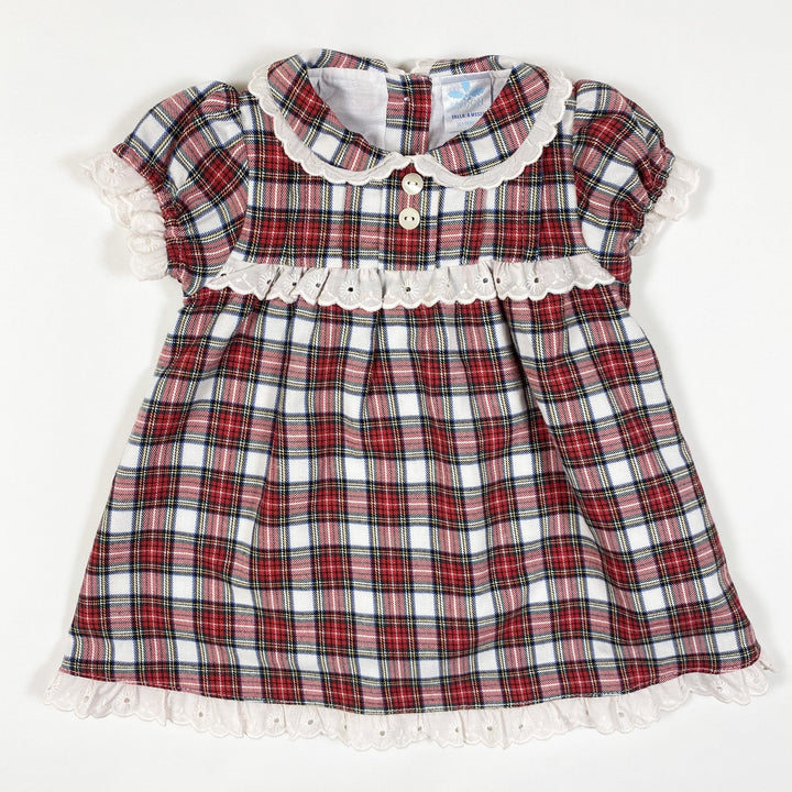 Sardon red plaid short-sleeved dress and bloomer set 6M