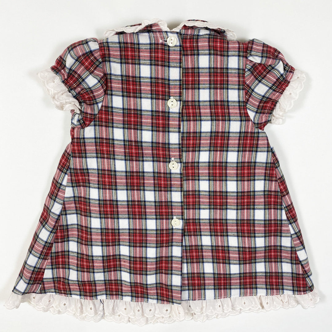 Sardon red plaid short-sleeved dress and bloomer set 6M