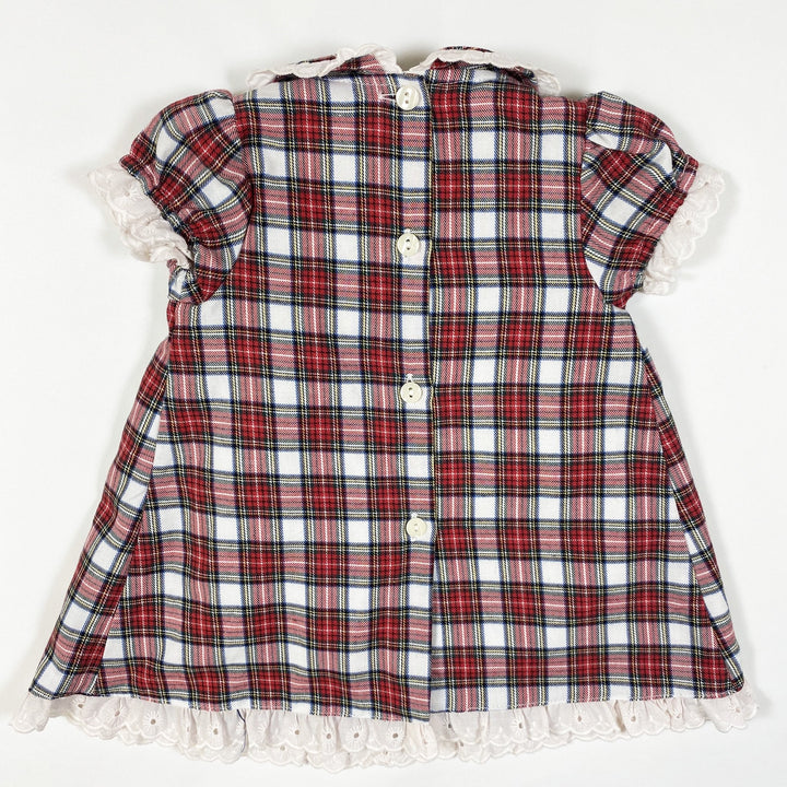 Sardon red plaid short-sleeved dress and bloomer set 6M