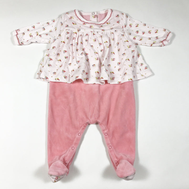 Petit Bateau pink floral print and velvet set 3M/60