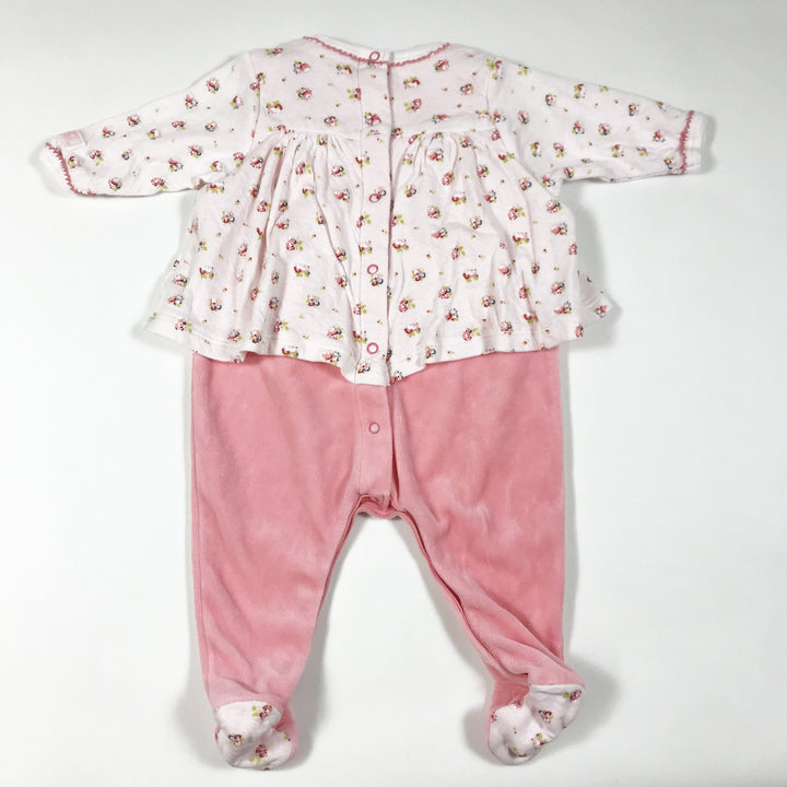Petit Bateau pink floral print and velvet set 3M/60