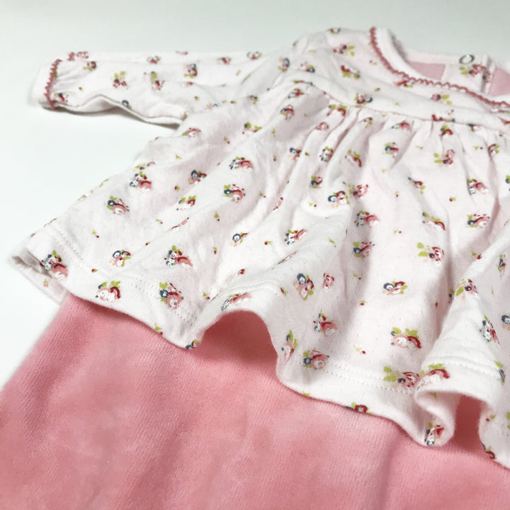 Petit Bateau pink floral print and velvet set 3M/60