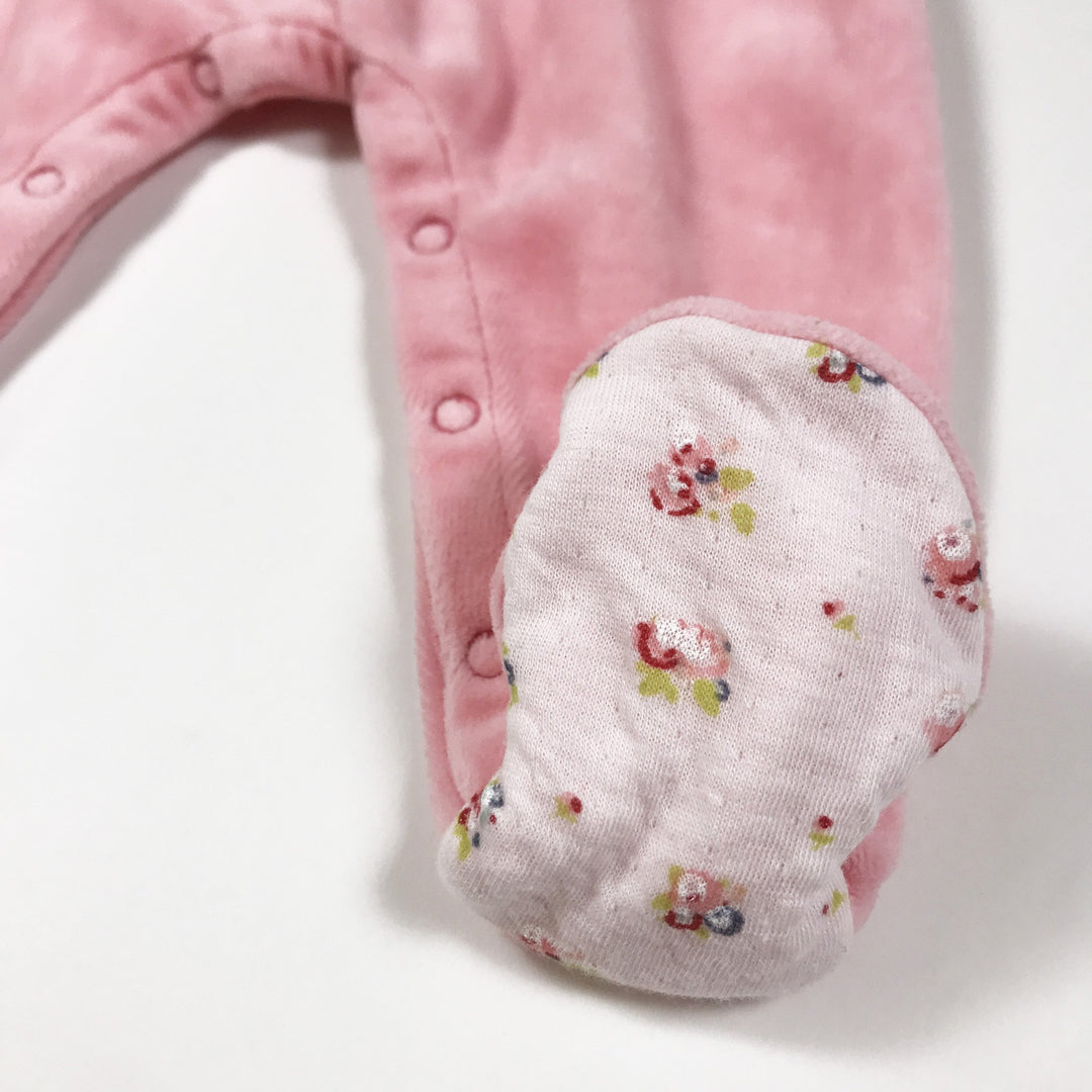 Petit Bateau pink floral print and velvet set 3M/60