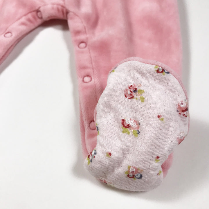 Petit Bateau pink floral print and velvet set 3M/60