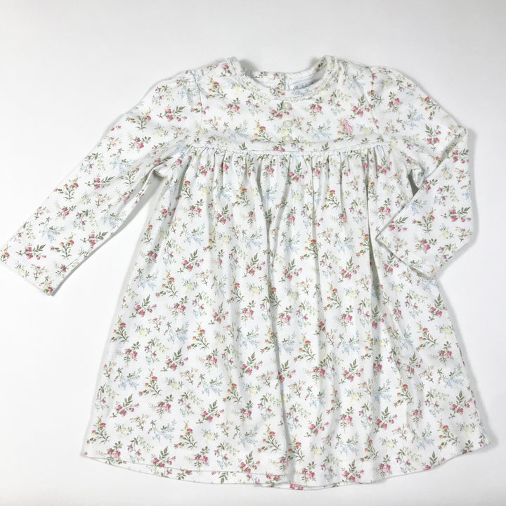 Ralph Lauren ecrufarbenes langärmeliges Tunikakleid mit Blumendruck 9M