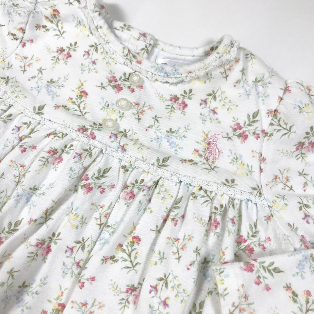 Ralph Lauren ecrufarbenes langärmeliges Tunikakleid mit Blumendruck 9M