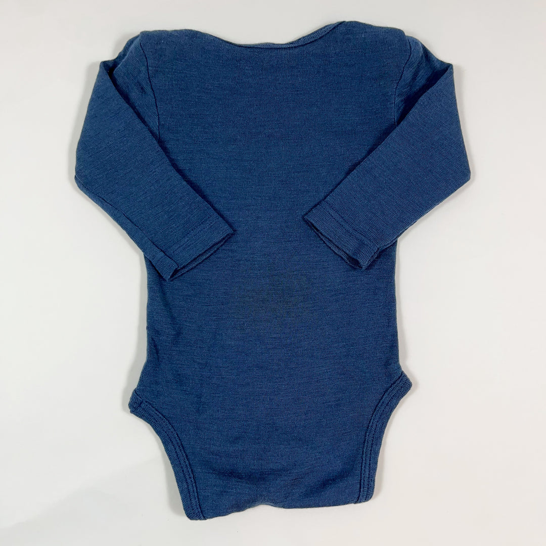 Cosilana marineblauer Body aus Wolle/Seide 62-68cm