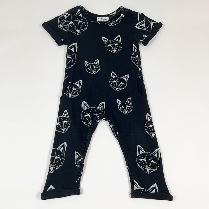 Tobias & the Bear black fox onesie 6-12M