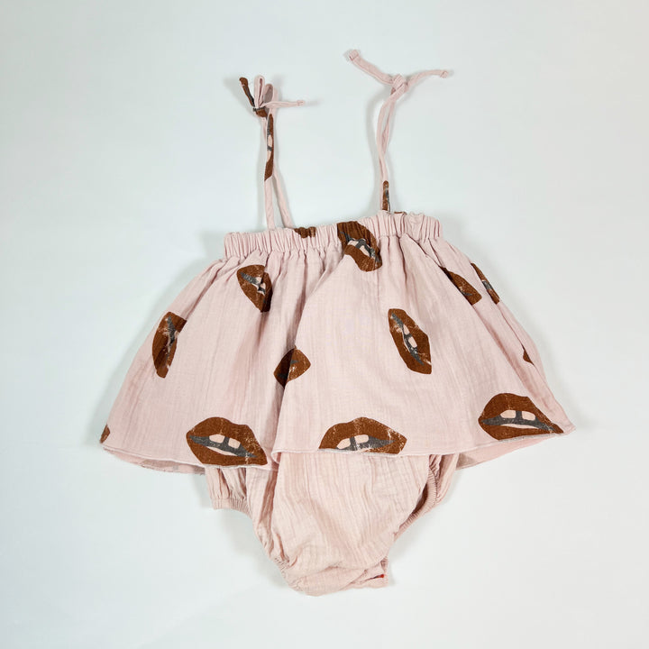 Piupiuchick rosa Lippen Musselin Strampelkleid 18M