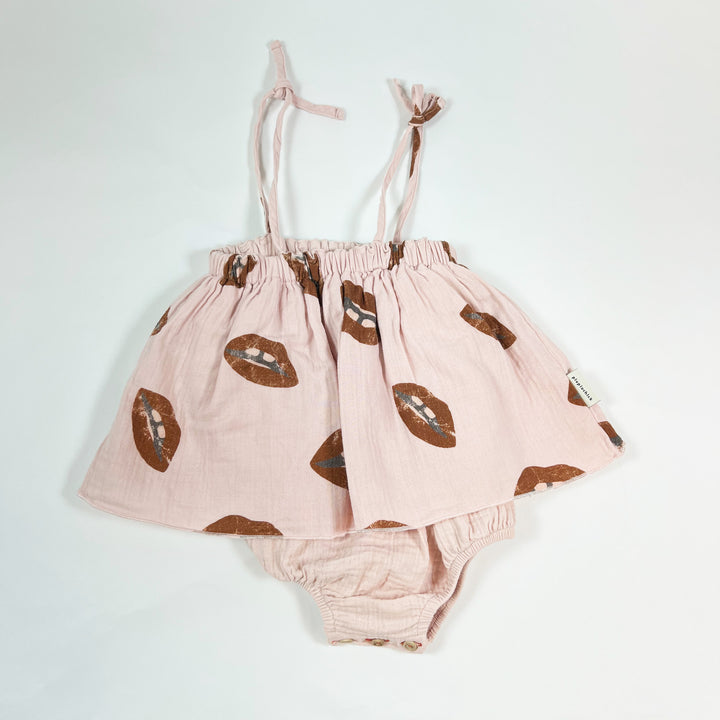 Piupiuchick rosa Lippen Musselin Strampelkleid 18M